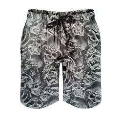 Attiubiuj Devil Skull - Bañador para hombre, diseño de calavera con bolsillos, Blanco, XXXL en oferta