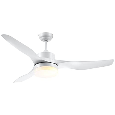 HOMCOM Ventilador de Techo 20,5W Diámetro 132 cm con Mando a Distancia Luz LED Ajustable de 3 Niveles 3 Aspas Reversibles 6 Velocidades y Temporizador