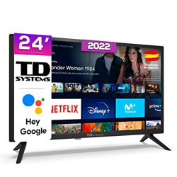 TD Systems - Smart TV Hey Google Official Assistant - Televisores 24 Pulgadas, Control por Voz, Chromecast, 2X HDMI, 2X USB. 3 años de garantía - K24D en oferta