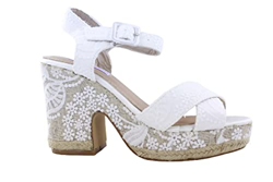 Sandalias de novia con tacon ancho esparto. Alpargatas con plataforma y pala cruzada. Color: Blanco Talla: 39 precio