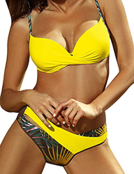 Tuopuda 2 Piezas Traje de Baño Conjuntos de Bikini para Mujer Retro Push-up Bra Bandeau Bikini Tops y Floral Impresión de Cintura Baja Bañador Braguit precio