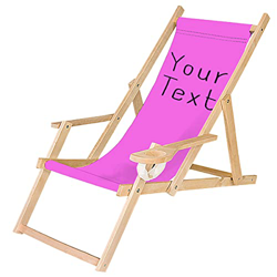 Ferocity Tumbona Plegable de Madera con Reposabrazos y Soporte para Bebidas Silla de Playa Personalizable Diseño Tu Texto Rosa [119] precio