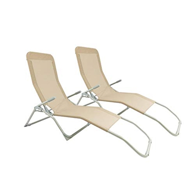MaxxGarden Tumbona de terraza Plegable - Tumbona de jardín, Plegable - Uso para Playa, Camping, balcón, etc. 140kg de Carga útil - Juego de 2 - Color: