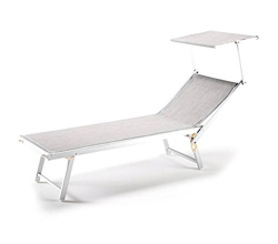 Tumbona gris de aluminio con parasol LUXURIOUS Beach 180X60X40 cm en oferta