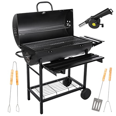 Barbacoa Barbacoa Barbacoa de carbón vegetal gc0002 (2 x Gratis Jardín Barbacoa Carbón Vegetal Barbacoa Nuevo con Tapa y madera de estantes – Gran Sup