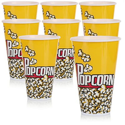 com-four® 8X Palomitas de maíz - tazón de Palomitas de maíz - Taza de Bebidas para Palomitas de maíz - Taza pequeña de Palomitas de maíz para la Noche