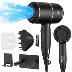 QL Secador de Pelo Iónico Profesional 2000W con Difusor y Concentrador, Secador de cabello de Pared con Soporte Adhesivo Fijo sin Taladro,para Hogares características