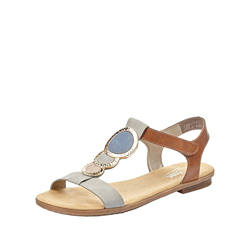 Rieker Frühjahr/Sommer 64278, Sandalias Punta Cerrada Mujer, Gris (Cement/Amaretto/Rose/Jeans 42), 37 EU en oferta