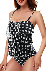 Bañadores Mujer con Volantes Traje de baño de Una Pieza Push Up Bikini Deportivo en Capas Control del Vientre en oferta