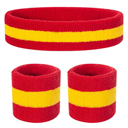 ONUPGO Juego de bandas para el sudor para niños - Banda deportiva de algodón para deportes (1 diadema + 2 pulseras) (rojo amarillo rojo) precio
