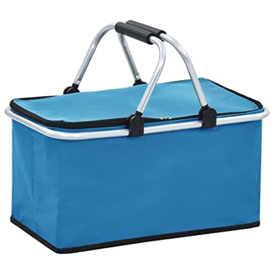 vidaXL Nevera Plegable Aluminio Rectangular Bolsa de Frío Caliento para Pícnics Barbacoas Viajes de Campamento Bolsas de Aislamiento Cremallera Azul