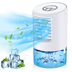 Aire Acondicionado Portátil, Climatizador Personal Móvil, 4 en 1 Mini Enfriador de Aire, 3 Velocidades de Viento y 7 Colores LED, Humidificador, Venti en oferta