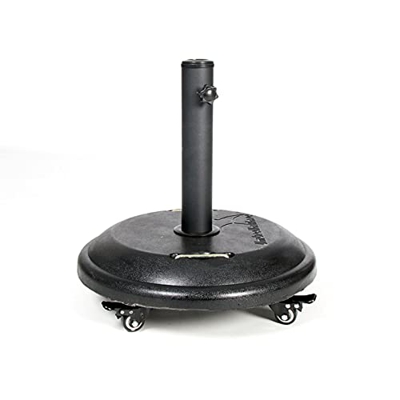 BASE PARA SOMBRILLA DE 22 KG REALIZADO EN CEMENTO CON RUEDAS.