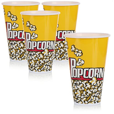 com-four® 4X Tazas para Palomitas de maíz - tazón para Palomitas de maíz - Taza para Bebidas para Palomitas de maíz - Taza pequeña para Palomitas de m
