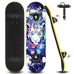 Completo Skateboard Skate Patineta Maple para Niños y Adolescentes Tabla Skate 79 x 20 cm con Rodamientos ABEC-7 y Juego de Herramientas T características
