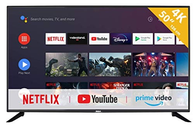 RCA RS50U2 Android TV (50 Pulgadas 4K Smart TV con Google Assistant), Chromecast Incorporado, HDMI, USB, WiFi, Bluetooth, Triple Tuner (DVB-C / -T2 /