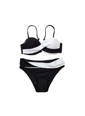 ShopINess Bikini Bicolor (Blanco-Negro, M)