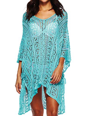 Tuopuda Mujer Pareos Playa Traje de Baño Vestido de la Playa Bikini Cover up Camisola de Playa (Azul Claro)