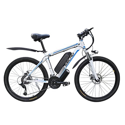 AKEZ Bicicleta eléctrica de montaña, 26 Inch Bicicleta eléctrica para Hombre y Mujer, batería extraíble de 48 V/10 Ah, Bicicleta eléctrica con Cambio 