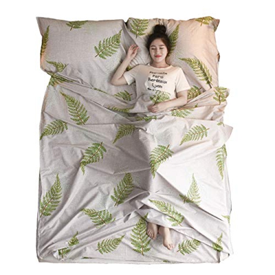 Azarxis Saco de Dormir Ligero Algodón Sábana de Viaje Limpio Bolsa de Dormir para Camping Viajar Hoteles (Blanco, L - 180×210 cm)
