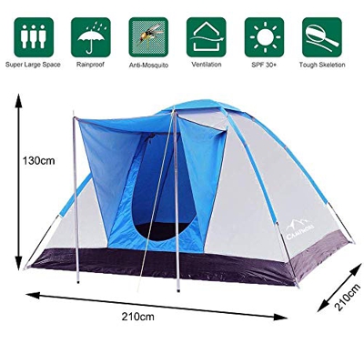 Climecare Tienda de campaña para 2 – 3 – 4 personas, tienda familiar, tienda de cúpula para exterior, impermeable, tienda iglú, fibra revestida de pla