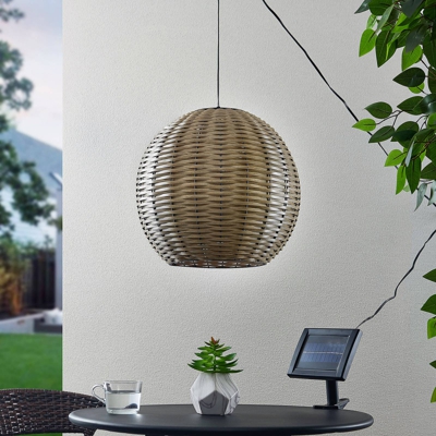 Lindby Catrica colgante solar LED, look ratán