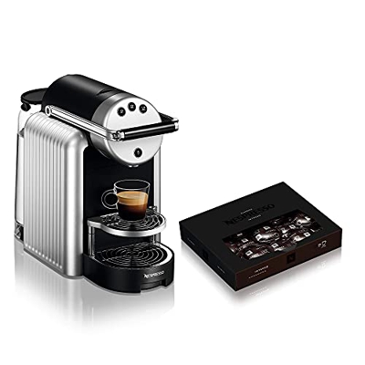 NESPRESSO - Cafetera profesional Zenius, incluye 50 cápsulas de café – Cafetera eficiente, ideal para pequeñas oficinas o salas de reuniones, color pl