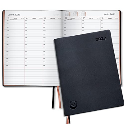 Agenda 2022 Premium de Smart Panda - A4 Planificador 2022 Semana Vista, Oro Rosa - Tapa Blanda, Caja de Regalo - Intervalos de 30 minutos - Calendario
