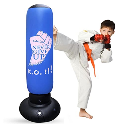 Saco de boxeo inflable para niños adultos, 0.3 mm de espesor, bolsa de boxeo de pie libre de 62 pulgadas, bolsa de entrenamiento de boxeo para kick bo