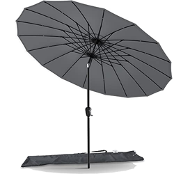 VOUNOT 270 cm Shanghai Sombrilla Jardín, Parasol Terraza Inclinable con Manivela, Protección UV para Patio, Jardín, Piscina, Exterior, Gris en oferta