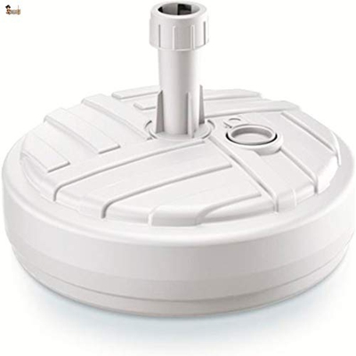 BricoLoco Pie sombrilla. Base Peso Soporte Parasol. Jardín, terraza, Playa, Camping. Rellenable con Agua o Arena. Redonda. Polietileno imitación ratán