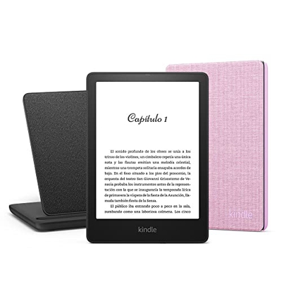 Kindle Paperwhite Signature Essentials Bundle con Kindle Paperwhite Signature Edition (32 GB, sin publicidad), Funda de Tela de Amazon y Base de Carga