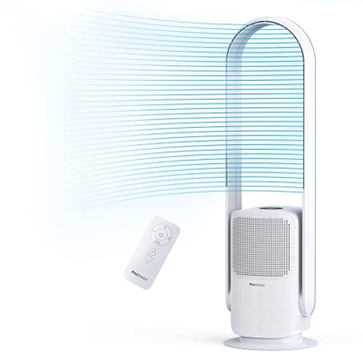 Pro Breeze Ventilador Purificador sin Aspas con Filtro HEPA H13, Silencioso 9 Velocidades, 5 Modos, Oscilante con Mando a Distancia. Ventilador de Tor