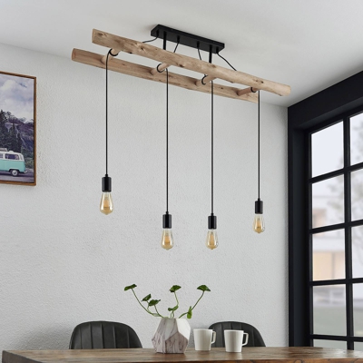 Lindby Hosanna plafón, madera, 4 luces