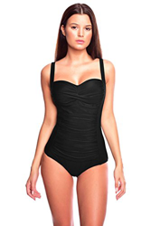Figurumschmeichelnde Bademode Shaping Effekt Damen Push up Badeanzug in Verschiedenen Farben Größen f5399 Farbe: BA6(sw) Badeanzug Black, Gr. 52 (5XL) en oferta