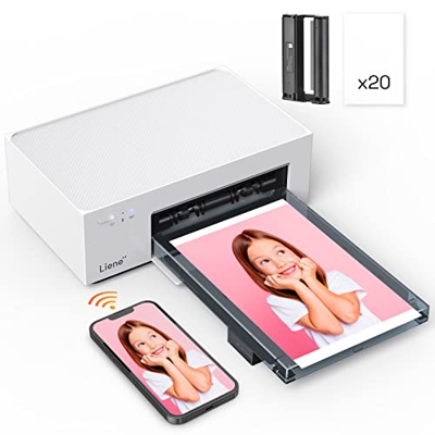 Impresora Fotos Movil, Liene Impresora Fotográfica Portátil Wi-Fi con 20 Papeles Fotos 10x15cm, Impresión Fotos de Calidad Instantánea para iOS/Androi