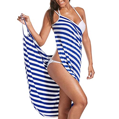 LumiSyne Vestido De Playa Mujer Bikini Cover Ups Vestido De Bikini Raya Moda Sexy Cuello En v Ropa De Baño Camisolas Pareos De Playa Talla Grande