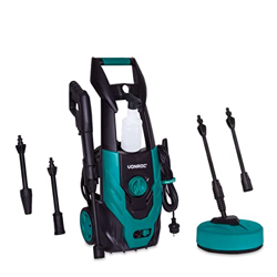 VONROC VONROC Hidrolimpiadora a presión V14-2 - 1400W - 110 bar - 390 l/h - Incluye manguera de 5m, pistola, botella de detergente, limpiador de patio en oferta