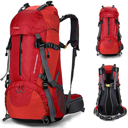 OCCIENTEC - Mochila de gran capacidad, 50 L, impermeable, 60 L, con funda de lluvia impermeable para viajes al aire libre, escalada, camping, color Ro precio