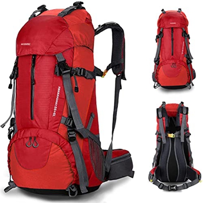 OCCIENTEC - Mochila de gran capacidad, 50 L, impermeable, 60 L, con funda de lluvia impermeable para viajes al aire libre, escalada, camping, color Ro