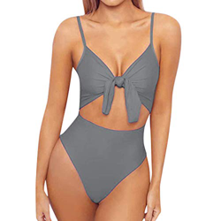 Bikinis Mujer 2019 SHOBDW Color Sólido Conjunto de Bikini Push Up Traje de Baño Mujer Una Pieza Talle Alto Tanga Mujer Nudo de Corbata Acolchado Bra B en oferta