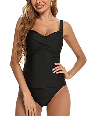 Doaraha Traje de Baño de Dos Piezas para Mujer, Tankinis para Mujer, Traje Conjunto Elegante de Baño Verano, Conjuntos de Baño Mujer Negros para Natac