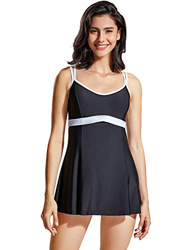 DELIMIRA Mujer Trajes de Baño una Pieza Vestidos de Baño con Falda Negro 42 precio