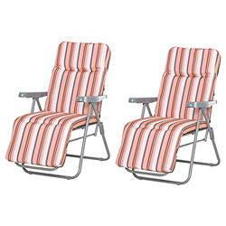 Outsunny 2 Tumbonas Plegables de Jardín Sillas de Gravedad Cero de Acero con Cojín Acolchado Respaldo Ajustable en 5 Posiciones y Reposapiés 60x75x65- en oferta