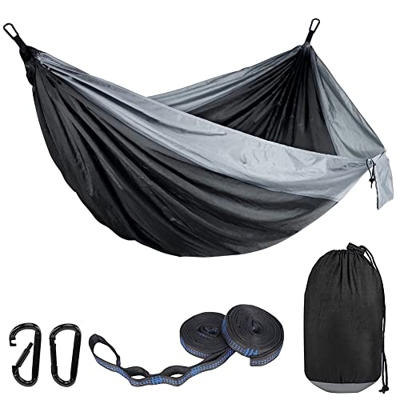 Hamaca, 270x140cm Hamaca de Camping, Hamaca de Viaje Hamaca Plegable Hamaca Arbol Hamaca Ultraligera para Camping Hamaca Portátil para Exteriores Lige