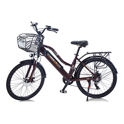 Hyuhome Bicicleta eléctrica para Mujer Adulto, 26" 36V 10A E-Bike, batería de Iones de Litio extraíble, Bicicleta de montaña, Bicicleta eléctrica para
