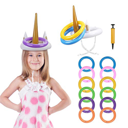 Kit de Unicornio para Niños PATAZOK 2 Juego de Lanzamiento de Anillos de Unicornio Inflable/Juguetes para Piscina/Jardín/Fiesta con 12 Anillos y 1 Bom precio