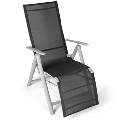 Vanage Silla de Jardín, Camping, Terraza y Balcon, Silla con Reposapiés, Plegable, con o sin Acolchado en Negro o Gris en oferta