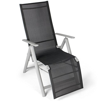 Vanage Silla de Jardín, Camping, Terraza y Balcon, Silla con Reposapiés, Plegable, con o sin Acolchado en Negro o Gris