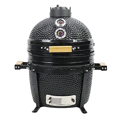 YNNI KAMADO TQ0015BL - Kamado de pie (15,7 pulgadas, color negro, barbacoa, cerámica, huevo, ahumador, TQ0015BL